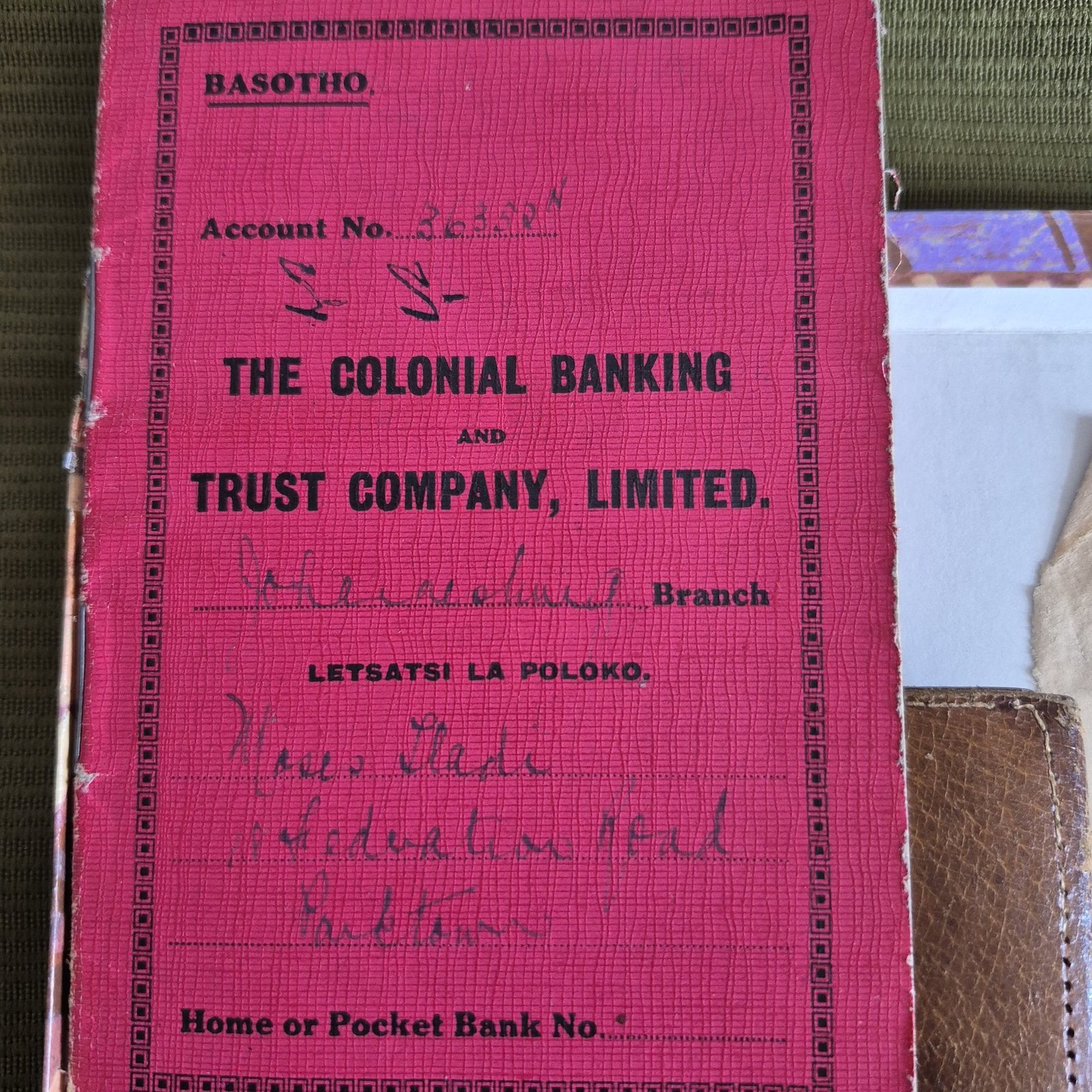 Colonial Banking and Trust Company account book